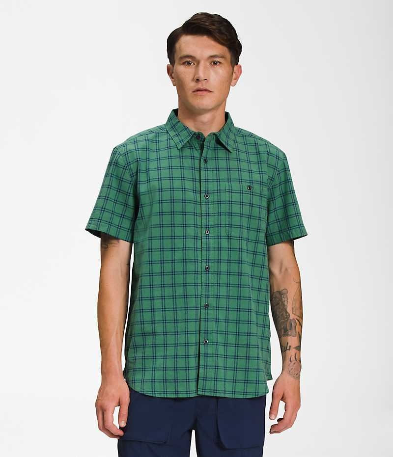 Men\'s The North Face Loghill Short Sleeve Shirt Green | OTTAWA UFMKSH