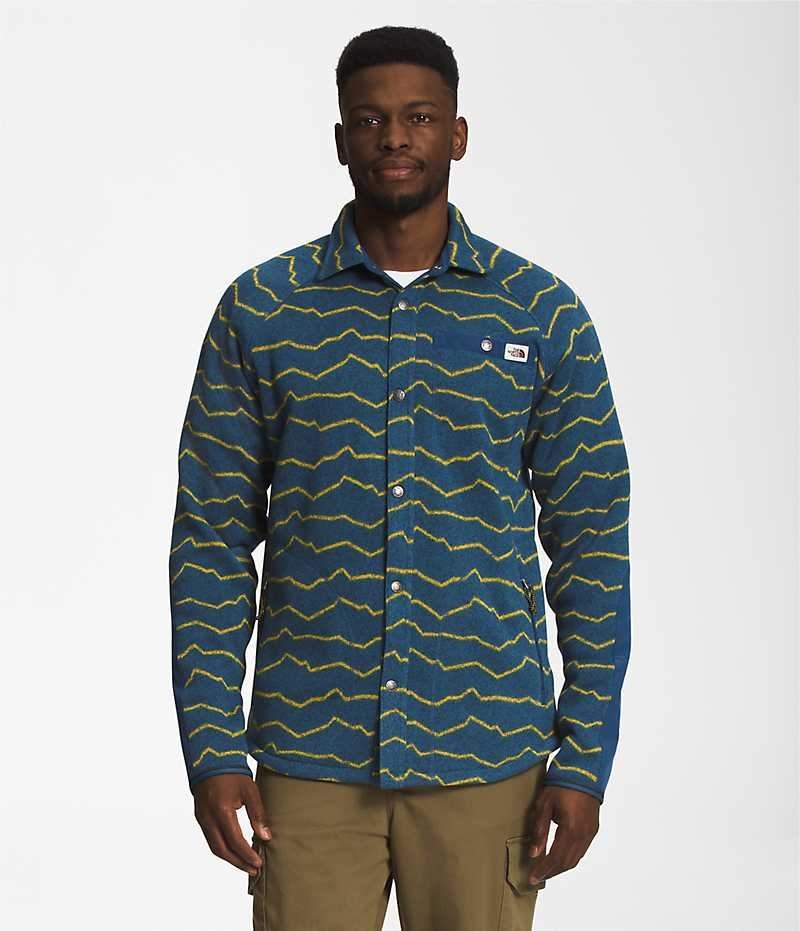 Men\'s The North Face Printed Gordon Lyons Shacket Shirt Blue | CANADA LMYBTA