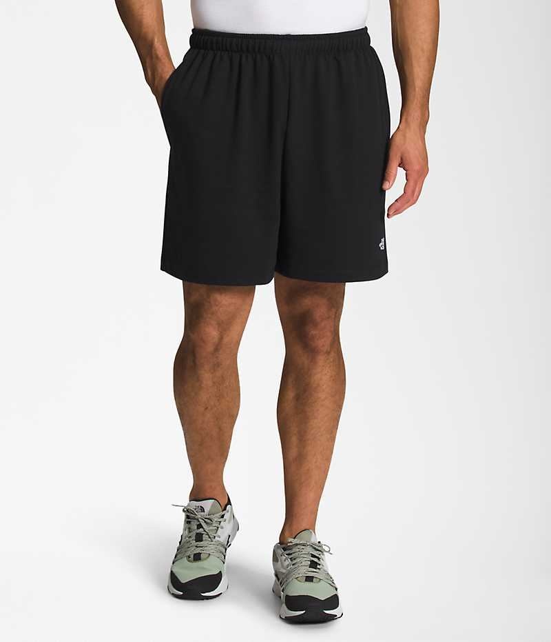 Men\'s The North Face Simple Logo Fleece Shorts Black | CANADA KJQFYN