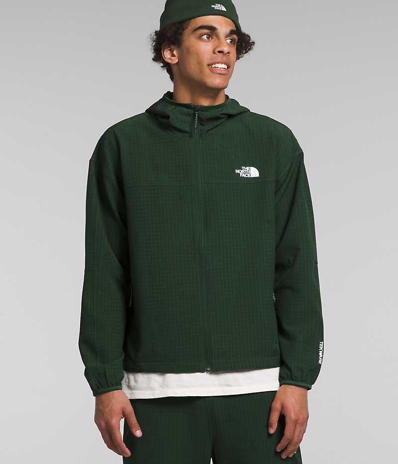 Men\'s The North Face Tekware™ Grid Hoodie Fleece Jacket Green | CANADA RHCJZQ