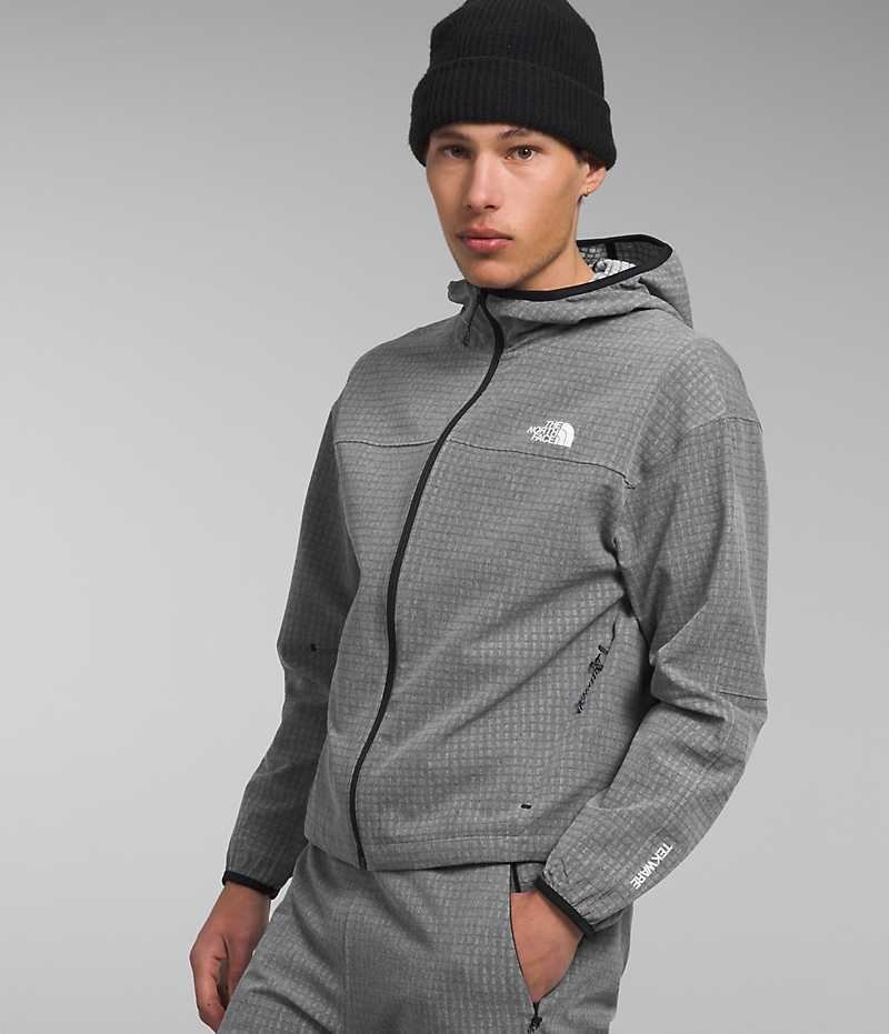 Men's The North Face Tekware™ Grid Hoodie Fleece Jacket Grey | TORONTO ZJPTEW