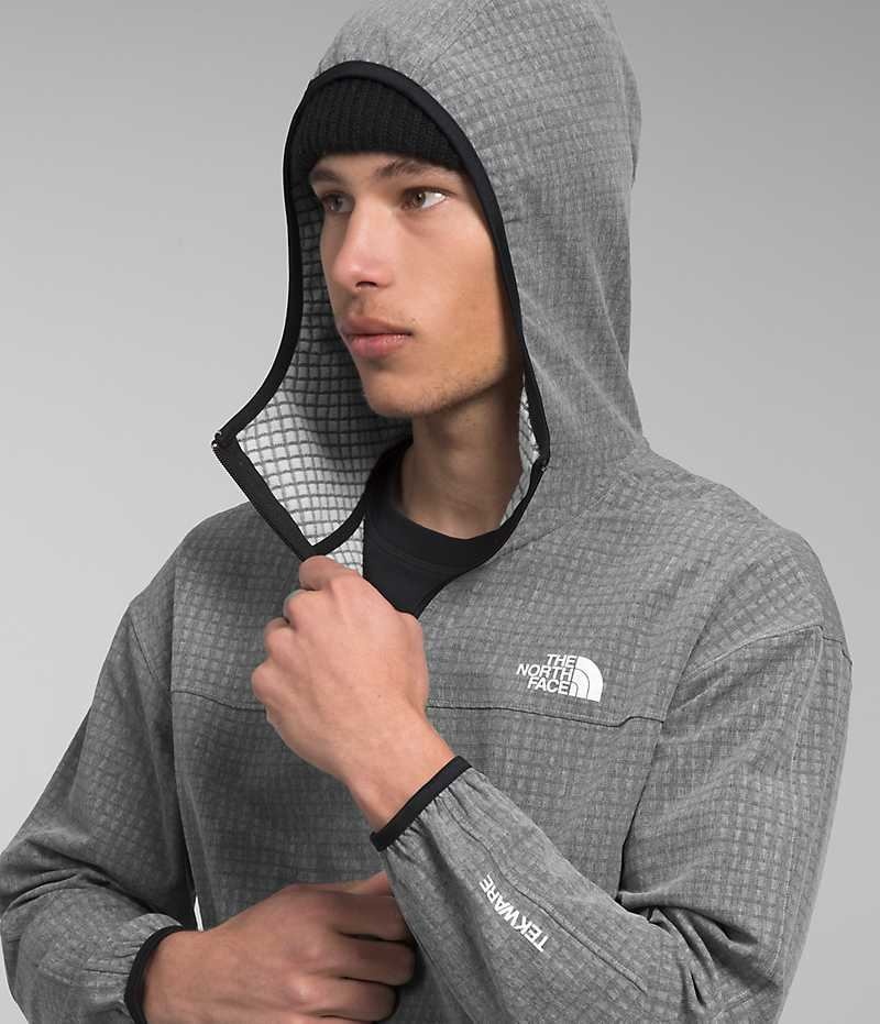 Men's The North Face Tekware™ Grid Hoodie Fleece Jacket Grey | TORONTO ZJPTEW