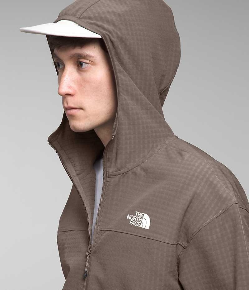 Men's The North Face Tekware™ Grid Hoodie Fleece Jacket Brown | TORONTO QPRNHT