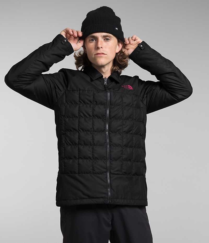 Men's The North Face ThermoBall™ Eco Snow Triclimate® Hooded Jacket Fuchsia / Black | CANADA NMCHIJ