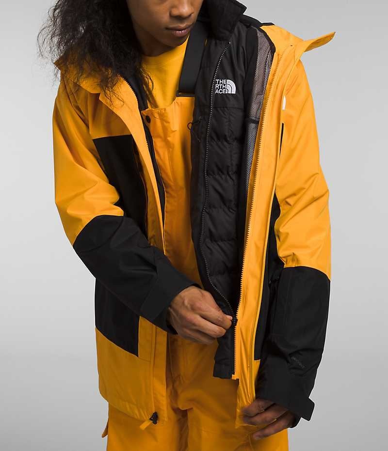 Men's The North Face ThermoBall™ Eco Snow Triclimate® Hooded Jacket Gold / Black | TORONTO KJASZI