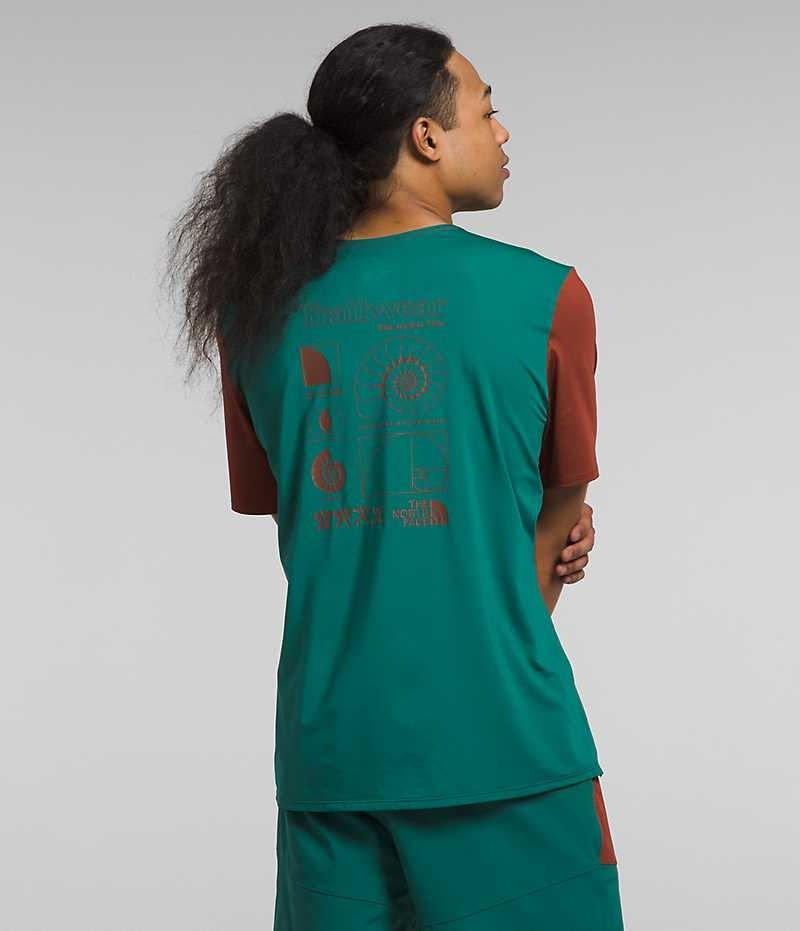 Men's The North Face Trailwear Lost Coast Short Sleeve T-Shirt Brown / Turquoise | CANADA GQXLMF