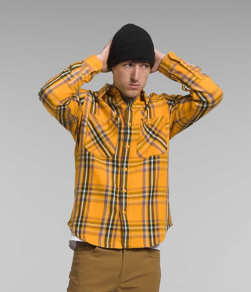 Men\'s The North Face Valley Twill Flannel Shirt Gold | OTTAWA KILHBY