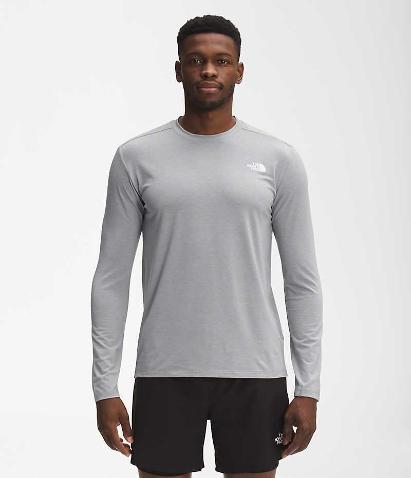 Men\'s The North Face Wander Long Sleeve T-Shirt Grey | CANADA LXRDZQ