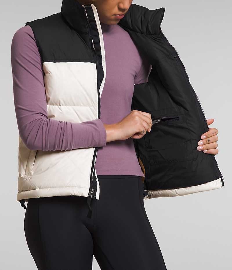 Women's The North Face 1996 Retro Nuptse Down Vest White / Black | OTTAWA XNARBP