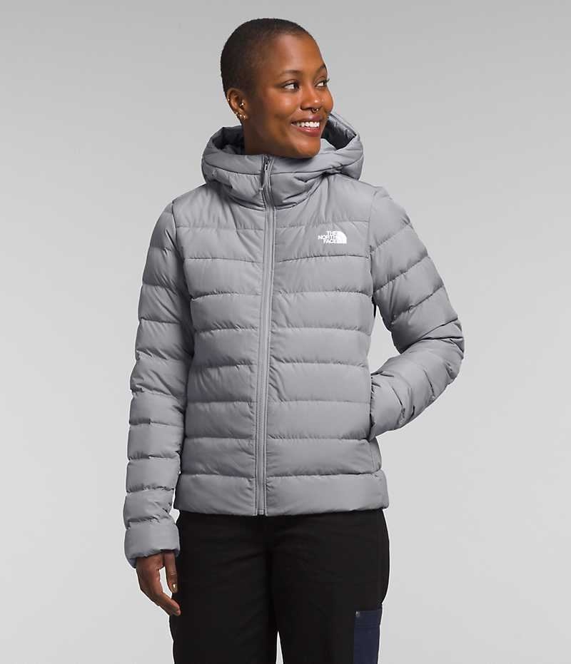 Women\'s The North Face Aconcagua 3 Hoodie Down Jacket Grey | OTTAWA OYMBCV