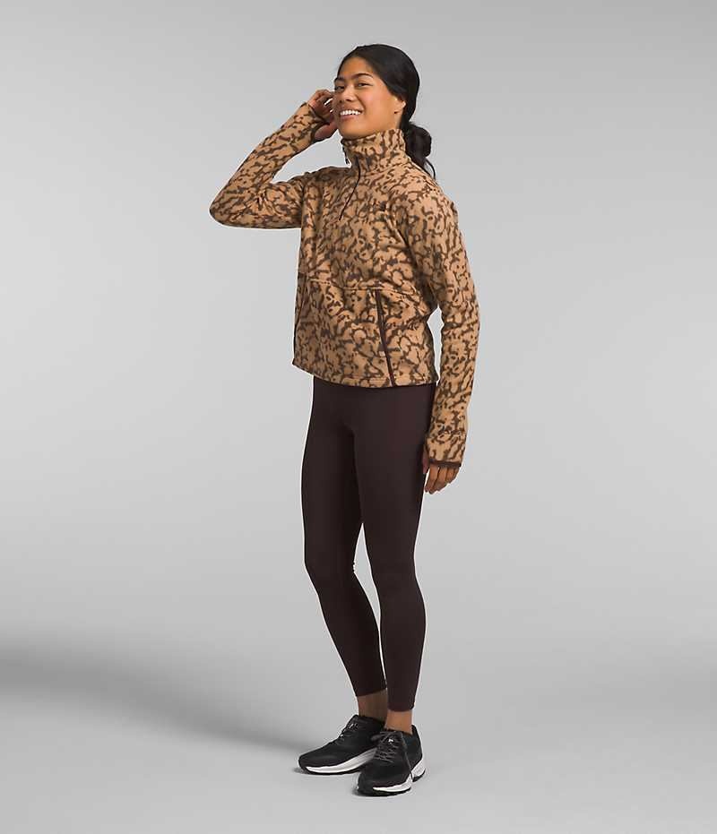 Women's The North Face Alpine Polartec® 100 ¼-Zip Cowl Sweatshirt Brown | CANADA IKQHYV