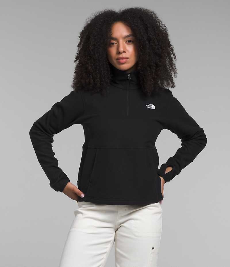 Women\'s The North Face Alpine Polartec® 100 ¼-Zip Cowl Sweatshirt Black | TORONTO LCNVMB