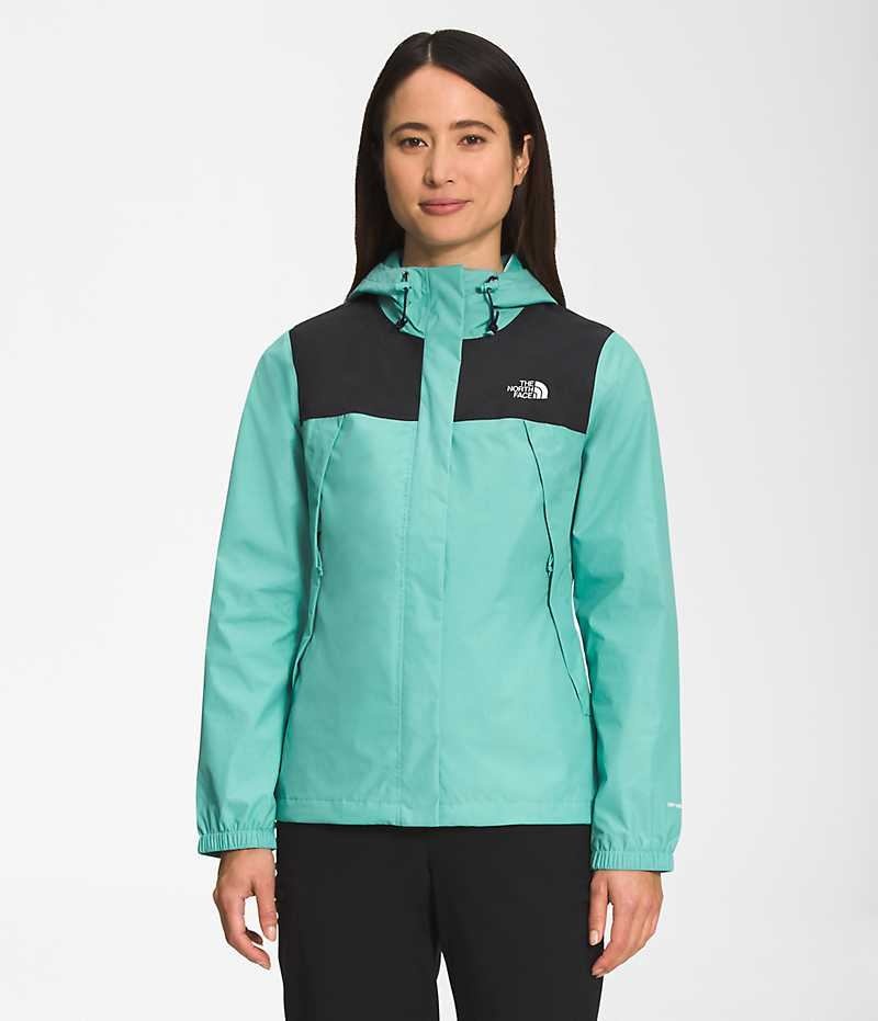 Women\'s The North Face Antora Rain Jacket Turquoise | CANADA WEYUAP