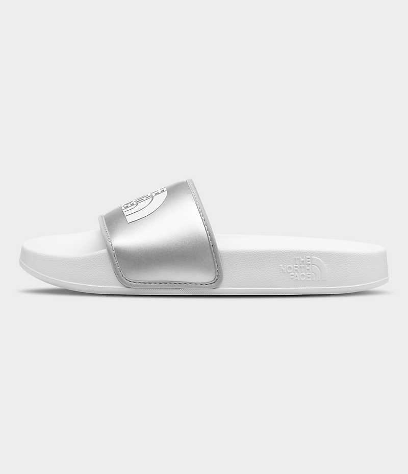 Women\'s The North Face Base Camp III Metallic Slides Silver / White | TORONTO VBUQIP