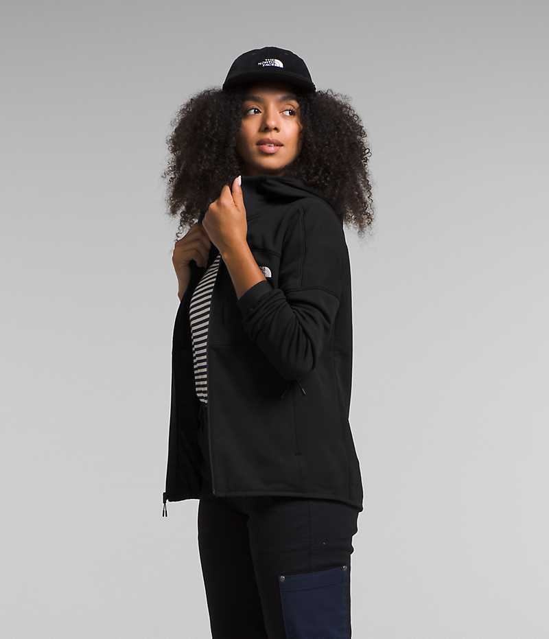 Women's The North Face Canyonlands High Altitude Hoodie Fleece Jacket Black | TORONTO AXYEQC