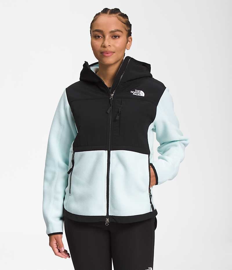 Women\'s The North Face Denali Hoodie Fleece Jacket Black / Turquoise | CANADA LWOUZD