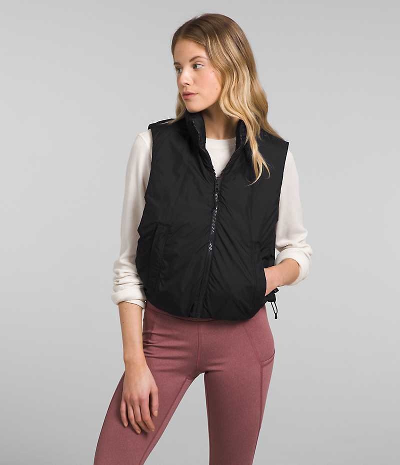 Women's The North Face Lhotse Reversible Vest Black | OTTAWA KQUWTG