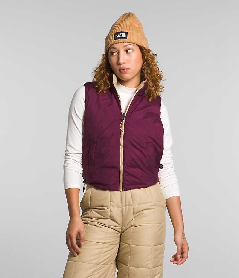 Women's The North Face Lhotse Reversible Vest Khaki | CANADA GFNADV