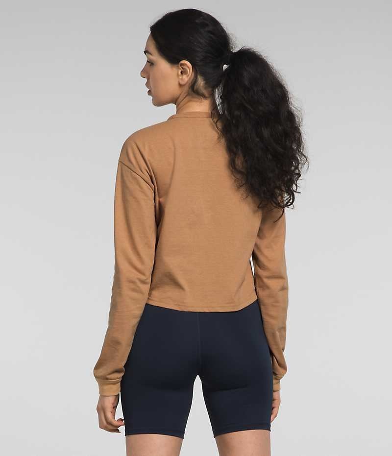 Women's The North Face Long Sleeve Heritage Patch T-Shirt Brown | CANADA ELPQFZ