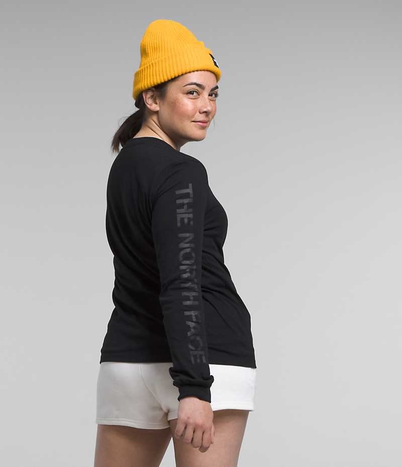 Women's The North Face Long Sleeve Sleeve Hit Graphic T-Shirt Black | OTTAWA KAEMOL