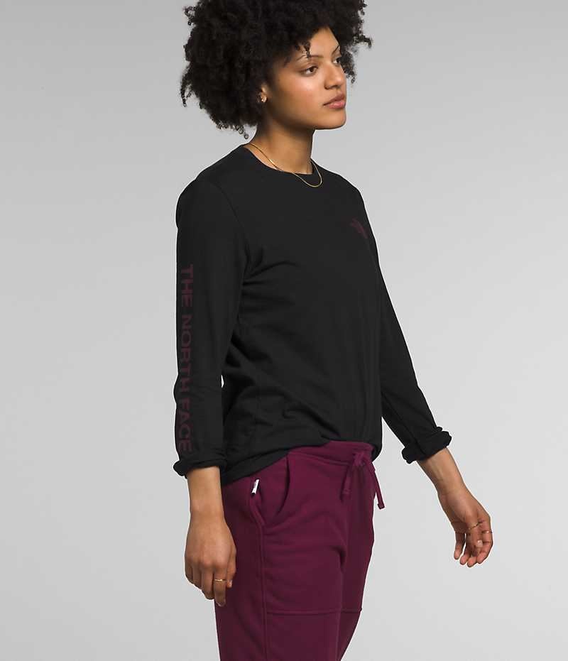 Women's The North Face Long Sleeve Sleeve Hit Graphic T-Shirt Black | CANADA WQTFMR