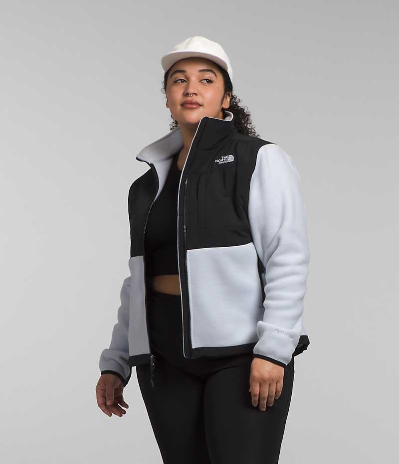 Women\'s The North Face Plus Denali Fleece Jacket Black / White | TORONTO VNAGIP