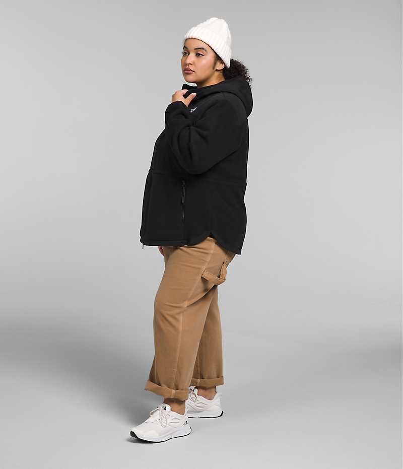 Women's The North Face Plus Denali Hoodie Fleece Jacket Black | TORONTO SFRJQO