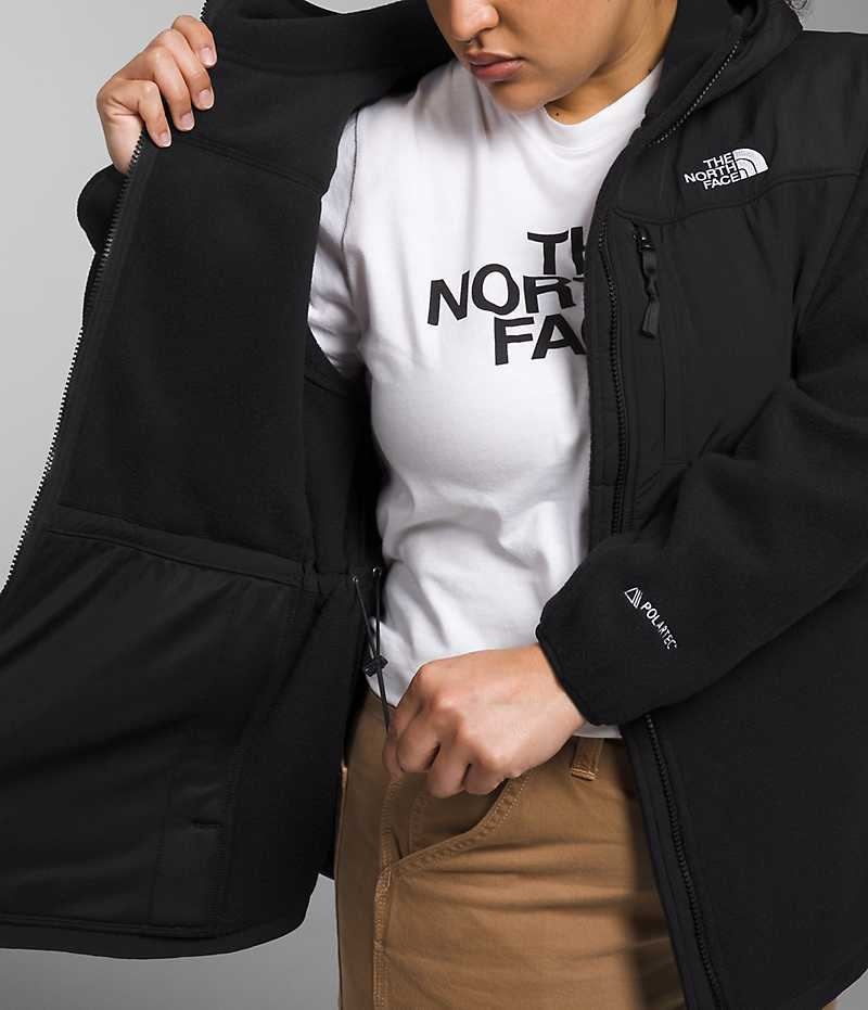 Women's The North Face Plus Denali Hoodie Fleece Jacket Black | TORONTO SFRJQO