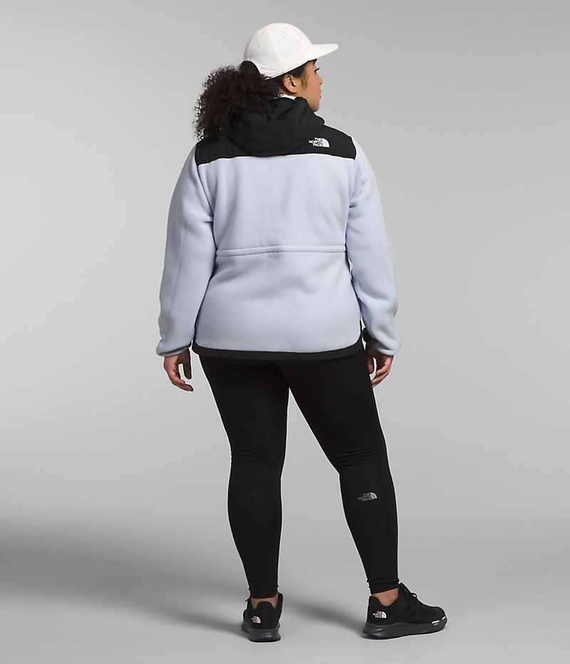 Women's The North Face Plus Denali Hoodie Fleece Jacket Black / White | OTTAWA LDBWQC