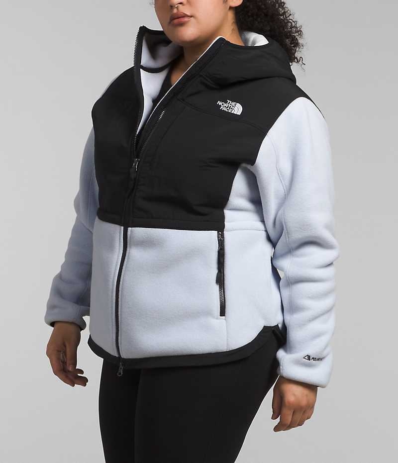 Women's The North Face Plus Denali Hoodie Fleece Jacket Black / White | OTTAWA LDBWQC