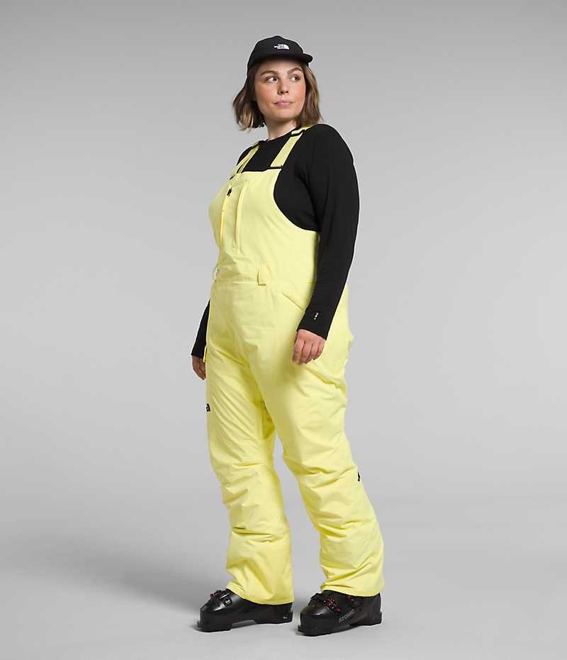 Women's The North Face Plus Freedom Insulated Bib Pants Yellow | OTTAWA FVKDMT