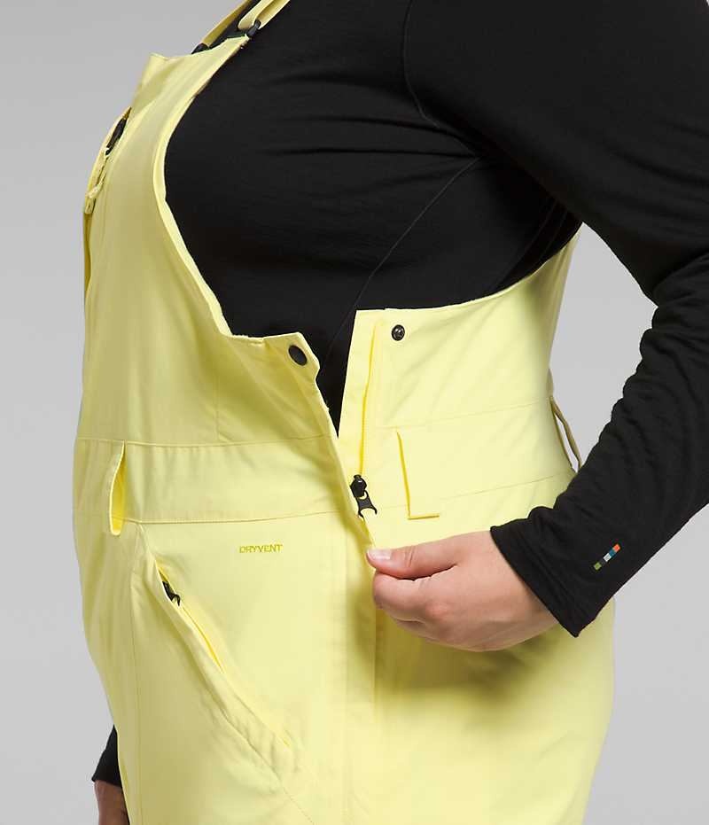 Women's The North Face Plus Freedom Insulated Bib Pants Yellow | OTTAWA FVKDMT