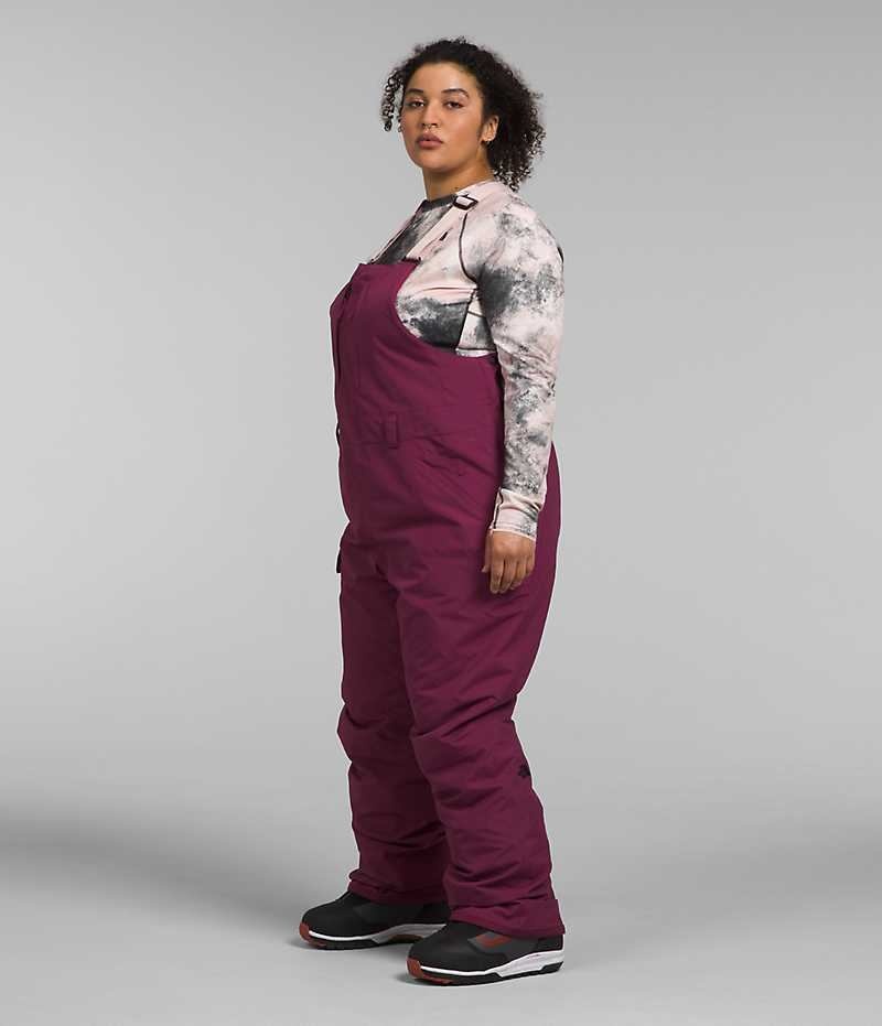 Women's The North Face Plus Freedom Insulated Bib Pants Burgundy | CANADA BJQICH