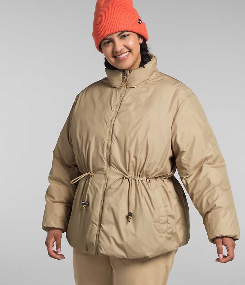 Women's The North Face Plus Lhotse Reversible Down Jacket Khaki | CANADA NYBRPU