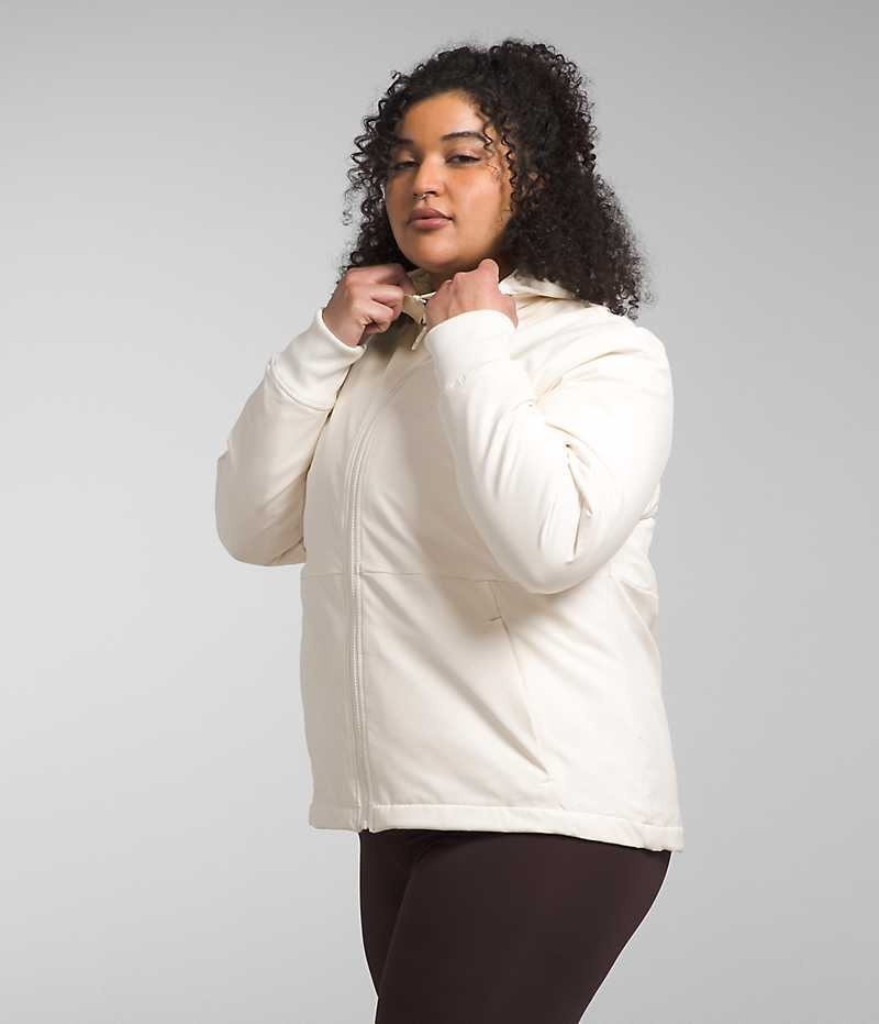 Women's The North Face Plus Shelbe Raschel Hoodie Softshell Jacket White | TORONTO HMWNKZ