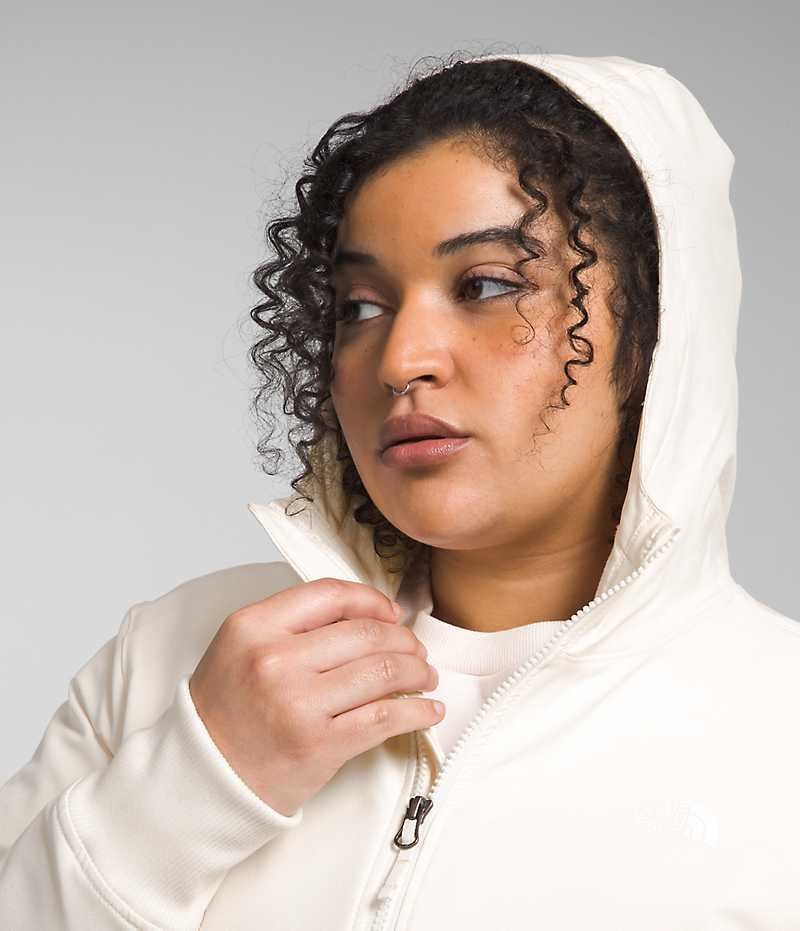 Women's The North Face Plus Shelbe Raschel Hoodie Softshell Jacket White | TORONTO HMWNKZ