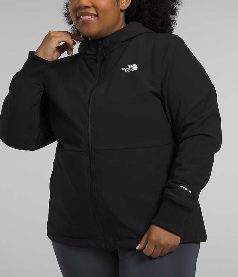 Women\'s The North Face Plus Shelbe Raschel Hoodie Softshell Jacket Black | TORONTO XFVAPN