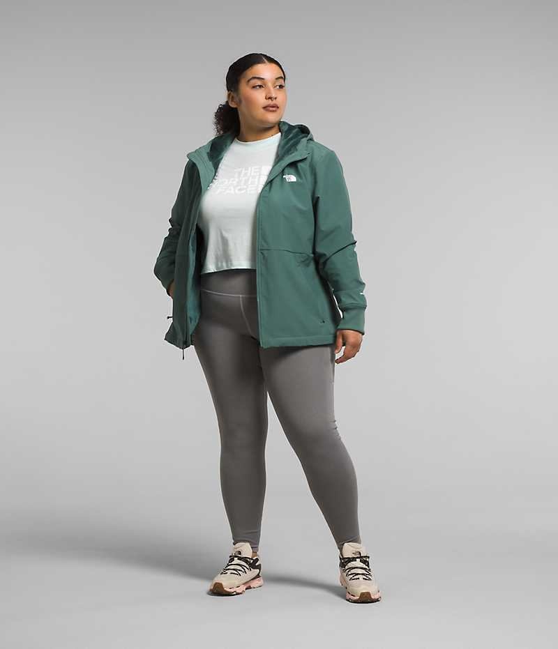 Women's The North Face Plus Shelbe Raschel Hoodie Softshell Jacket Green | OTTAWA QSKXDF