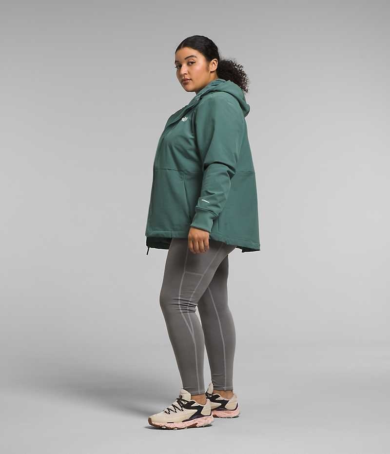 Women's The North Face Plus Shelbe Raschel Hoodie Softshell Jacket Green | OTTAWA QSKXDF