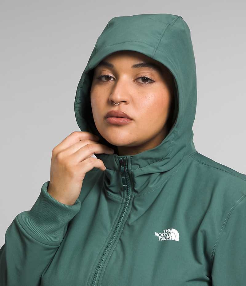 Women's The North Face Plus Shelbe Raschel Hoodie Softshell Jacket Green | OTTAWA QSKXDF