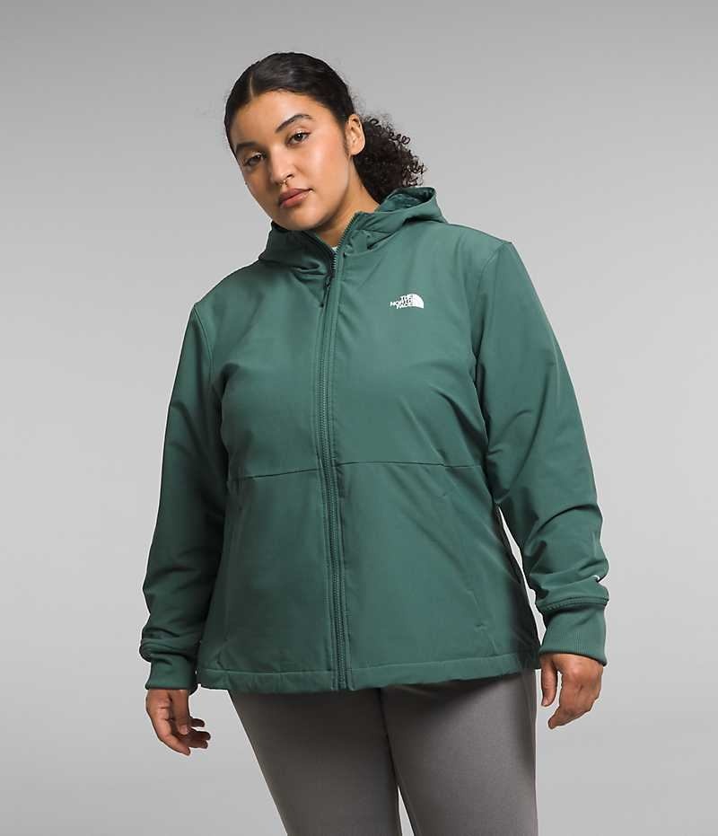 Women\'s The North Face Plus Shelbe Raschel Hoodie Softshell Jacket Green | OTTAWA QSKXDF