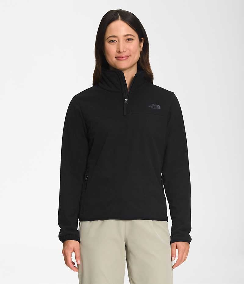 Women\'s The North Face Polar Osito ¼-Zip Sweatshirt Black | OTTAWA YHRBJA