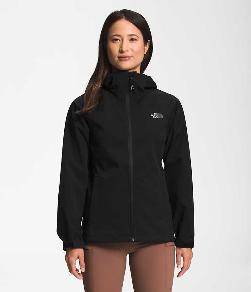 Women\'s The North Face Valle Vista Stretch Rain Jacket Black | CANADA FWXHRL